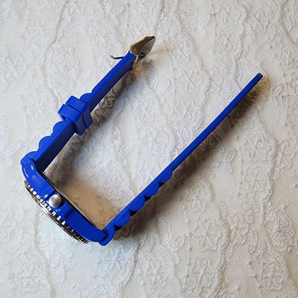 Geneva Blue Silicone Watch with Crystal Accents - Picture 9 of 15